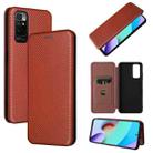 For Xiaomi Redmi Note 11 / Note 11S Global Carbon Fiber Texture Horizontal Flip PU Phone Case(Brown) - 1