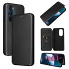 For Motorola Edge X30 Carbon Fiber Texture Horizontal Flip PU Phone Case(Black) - 1