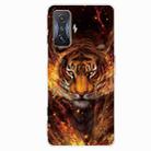 For Xiaomi Redmi K50 Gaming Shockproof Painted Transparent TPU Phone Case(Flame Tiger) - 1