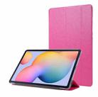 For Samsung Galaxy Tab S8 / Tab S7 Silk Texture Flip Leather Tablet Case(Rose Red) - 1