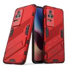 For Xiaomi Redmi K50 Pro Punk Armor 2 in 1 PC + TPU Shockproof Phone Case with Holder(Red) - 1