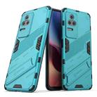 For Xiaomi Redmi K50 Pro Punk Armor 2 in 1 PC + TPU Shockproof Phone Case with Holder(Blue) - 1
