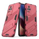 For Xiaomi Redmi K50 Pro Punk Armor 2 in 1 PC + TPU Shockproof Phone Case with Holder(Rose Red) - 1