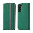 For Samsung Galaxy S21 FE Splicing Skin Feel Magnetic Leather Phone Case(Green) - 1