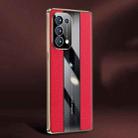 For OPPO Reno5 Pro Racing Car Design Leather Electroplating Process Anti-fingerprint Protective Phone Case(Red) - 1