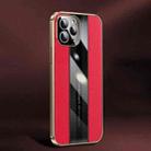 Racing Car Design Leather Electroplating Process Anti-fingerprint Protective Phone Case For iPhone 11 Pro Max(Red) - 1