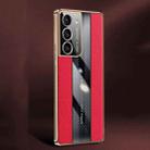 For Samsung Galaxy S21+ 5G Racing Car Design Leather Electroplating Process Anti-fingerprint Protective Phone Case(Red) - 1