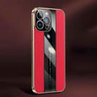 Racing Car Design Leather Electroplating Process Anti-fingerprint Protective Phone Case For iPhone 13 Pro Max(Red) - 1