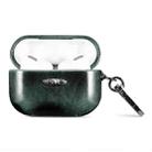 Oil Wax Leather Texture Earphone Protective Case with Hang Buckle For AirPods Pro(Dark Green) - 1