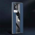 For vivo iQOO 8 Pro Racing Car Design Leather Electroplating Process Anti-fingerprint Phone Case(Blue) - 1