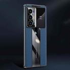 For vivo X70 Pro+ Racing Car Design Leather Electroplating Process Anti-fingerprint Phone Case(Blue) - 1