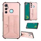 For Infinix Hot 11 Dream Holder Card Bag Shockproof Phone Case(Rose Gold) - 1