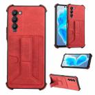 For Tecno Camon 18 Dream Holder Card Bag Shockproof Phone Case(Red) - 1