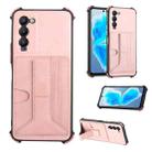 For Tecno Camon 18 Dream Holder Card Bag Shockproof Phone Case(Rose Gold) - 1