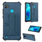 For Tecno Pop 5P Dream Holder Card Bag Shockproof Phone Case(Blue) - 1