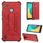 For Tecno Pop 4 Air Dream Holder Card Bag Shockproof Phone Case(Red) - 1