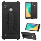 For Tecno Pop 4 Air Dream Holder Card Bag Shockproof Phone Case(Black) - 1