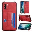 For Xiaomi Redmi K40 / Mi 11i / Poco F3 Dream Holder Card Bag Shockproof Phone Case(Red) - 1