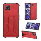 For OPPO Realme 8i Dream Holder Card Bag Shockproof Phone Case(Red) - 1