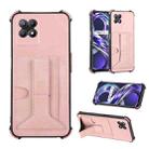 For OPPO Realme 8i Dream Holder Card Bag Shockproof Phone Case(Rose Gold) - 1