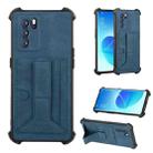 For OPPO Reno6 Pro 5G Dream Holder Card Bag Shockproof Phone Case(Blue) - 1