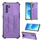 For OPPO Reno6 Pro 5G Dream Holder Card Bag Shockproof Phone Case(Purple) - 1