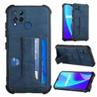 For OPPO Realme C15 Dream Holder Card Bag Shockproof Phone Case(Blue) - 1