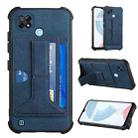 For OPPO Realme C21 Dream Holder Card Bag Shockproof Phone Case(Blue) - 1