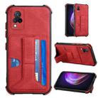 For vivo V21 Dream Holder Card Bag Shockproof Phone Case(Red) - 1