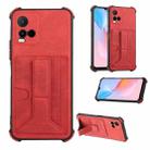 For vivo Y33s/Y21 2021/Y21s 2021 Dream Holder Card Bag Shockproof Phone Case(Red) - 1