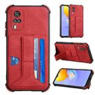 For vivo Y51 2020/Y31 2021/Y51s Foreign Version/Y51a Dream Holder Card Bag Shockproof Phone Case(Red) - 1