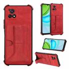 For vivo Y72 5G Indian Version/Y52s 5G Dream Holder Card Bag Shockproof Phone Case(Red) - 1