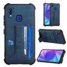 For vivo Y95/Y1s/Y91 with Fingerprint Hole Dream Holder Card Bag Shockproof Phone Case(Blue) - 1