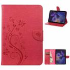 For Samsung Galaxy Tab A8 10.5 2021 X200 / X205 Butterfly Flower Embossing Pattern Leather Tablet Case(Magenta) - 1