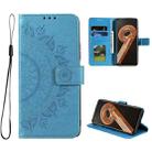 For OPPO Realme 9i Totem Flower Embossed Leather Phone Case(Blue) - 1