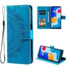 For Xiaomi Redmi Note 11S Totem Flower Embossed Leather Phone Case(Blue) - 1