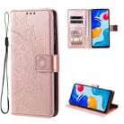 For Xiaomi Redmi Note 11S Totem Flower Embossed Leather Phone Case(Rose Gold) - 1