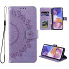 For Samsung Galaxy A23 Totem Flower Embossed Leather Phone Case(Purple) - 1