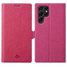 For Samsung Galaxy S22 Ultra 5G ViLi K Series Magnetic Buckle Leather Phone Case(Rose Red) - 1