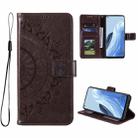 For OPPO Reno7 5G International Version / Find X5 Lite Totem Flower Embossed Leather Phone Case(Brown) - 1