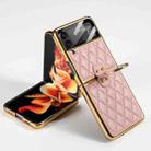 For Samsung Galaxy Z Flip3 5G GKK Integrated Plating + Leather Phone Case with Ring(Pink) - 1