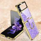 For Samsung Galaxy Z Flip3 5G GKK Integrated Plating Nacre Phone Case with Ring(Purple) - 1