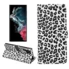 For Samsung Galaxy S22 Ultra 5G Leopard Pattern Flip Leather Phone Case(White) - 1