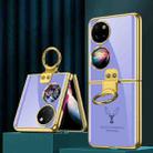 For Huawei P50 Pocket GKK Elk Pattern Electroplating Glass Phone Case with Ring(Lavender Purple) - 1