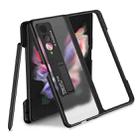 For Samsung Galaxy Z Fold3 5G GKK Transparent Skin Feel TPU Phone Case with Magnetic Holder & Side Pen Slot(Black) - 1