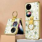 For Huawei P50 Pocket GKK Floral Pattern Electroplating Glass Phone Case with Ring(Floral 01) - 1