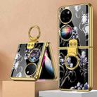 For Huawei P50 Pocket GKK Floral Pattern Electroplating Glass Phone Case with Ring(Floral 08) - 1
