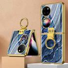 For Huawei P50 Pocket GKK Marble Pattern Electroplating Glass Phone Case with Ring(Marble 01) - 1