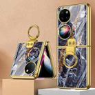 For Huawei P50 Pocket GKK Marble Pattern Electroplating Glass Phone Case with Ring(Marble 03) - 1