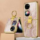 For Huawei P50 Pocket GKK Marble Pattern Electroplating Glass Phone Case with Ring(Marble 06) - 1